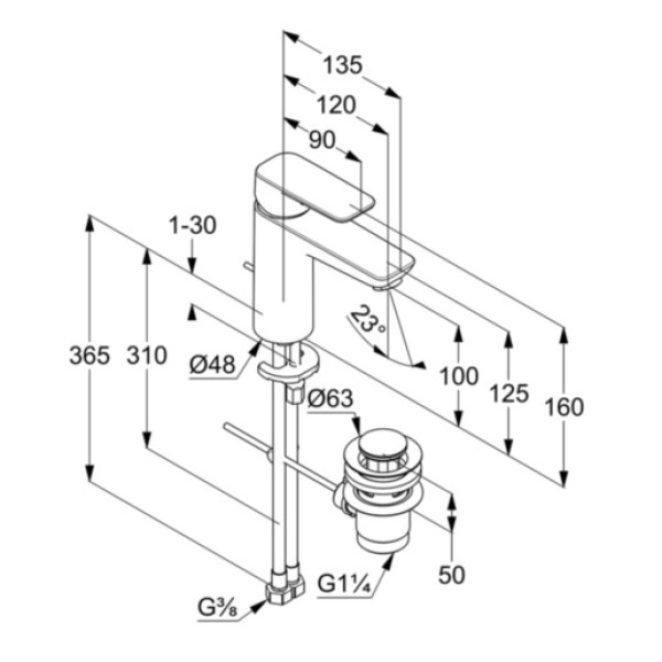 Смеситель для раковины Kludi Pure&Style хром, донный клапан (402900575) Смеситель для раковины Kludi Pure&Style хром, донный клапан (402900575)