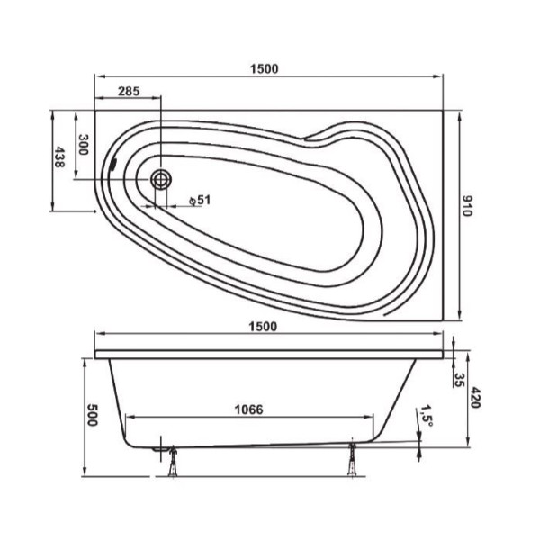 Ванна акриловая VagnerPlast Avona 150 L 150х90х43 (VPBA159AVO3LX-04) Ванна акриловая VagnerPlast Avona 150 L 150х90х43 (VPBA159AVO3LX-04)