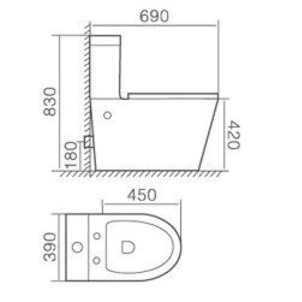 Унитаз напольный Timo Kulo 450*390*830 белый, сиденье с микролифтом (TK-401)