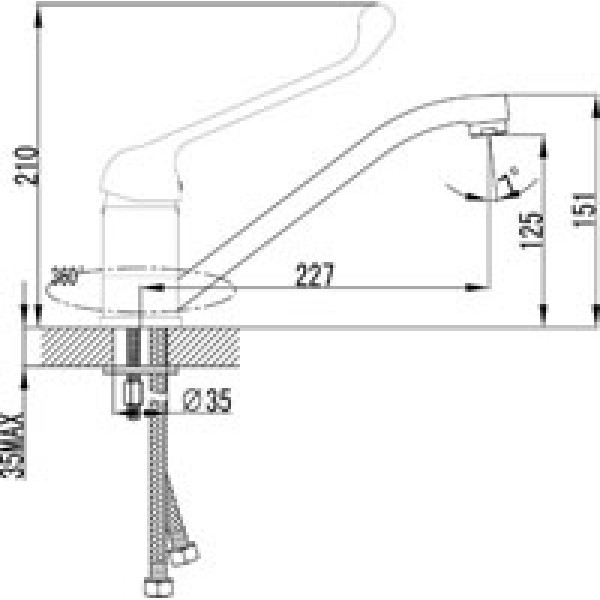 Смеситель для раковины Lemark Project медицинский (LM4604C)