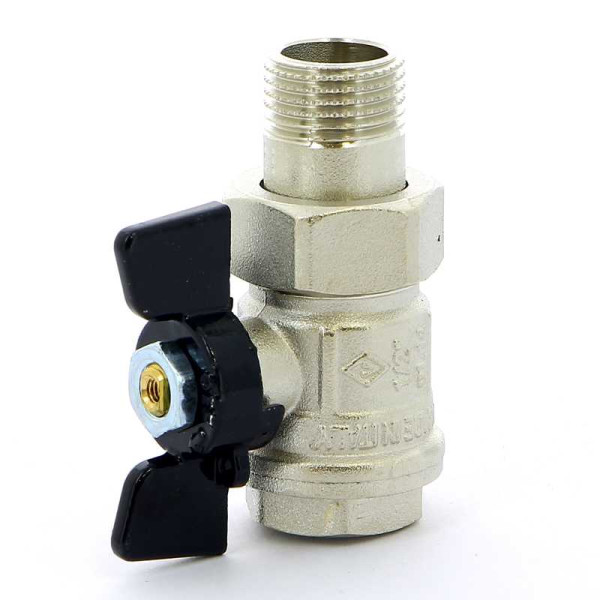 Кран Bugatti 1/2" шаровый со сгоном New Jersey 922 (черная бабочка) (09220004)