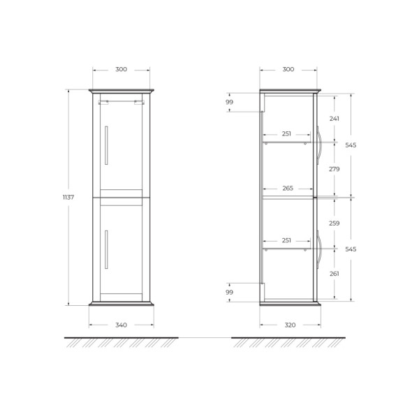 Пенал подвесной Cezares Tiffany 34x114 Bianco Opaco (55335)