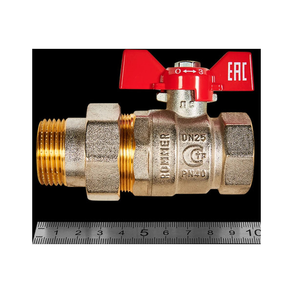 Кран 1" шаровый со сгоном Rommer (ГОСТ, красная бабочка) RBV-0005-2510225 Кран 1" шаровый со сгоном Rommer (ГОСТ, красная бабочка) RBV-0005-2510225