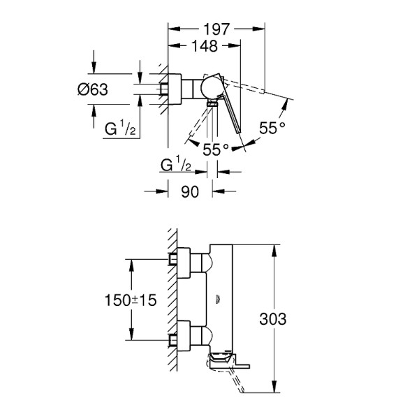 Смеситель для душа Grohe Plus хром (33577003) Смеситель для душа Grohe Plus хром (33577003)
