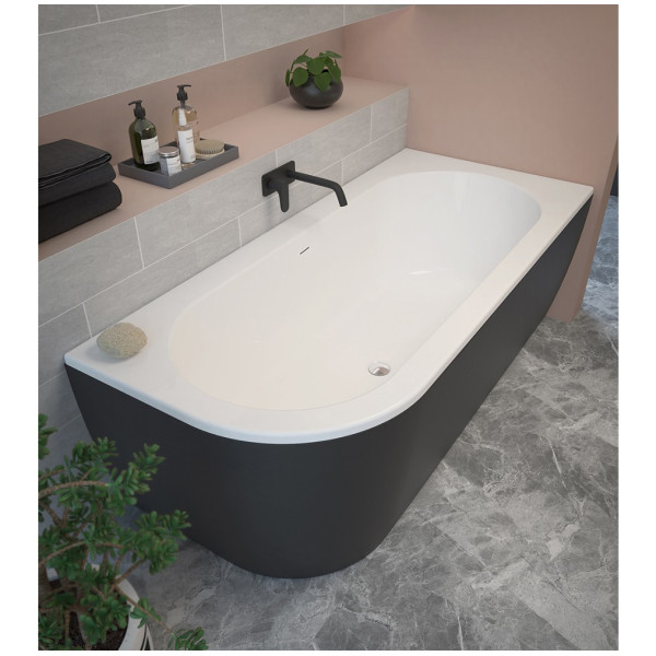 Ванна акриловая Cezares Slim 179x79x60 правосторонняя черный матовый (SLIM CORNER-180-80-60-R-NERO-SET)