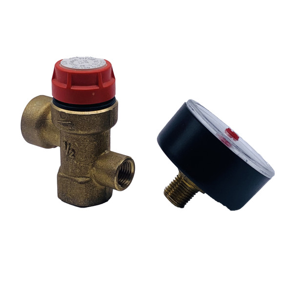 Клапан предохранительный с манометром RBM 1/2"ВВ 1,5 бар (353.04.10)