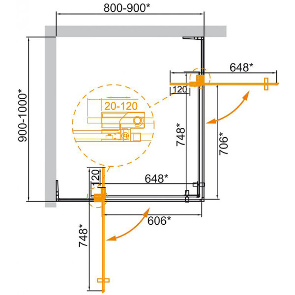 Душевой уголок Cezares Slider 80x90x195 стекло бронза, профиль хром (SLIDER-AH-2-80/90-90/100-BR-Cr) Душевой уголок Cezares Slider 80x90x195 стекло бронза, профиль хром (SLIDER-AH-2-80/90-90/100-BR-Cr)