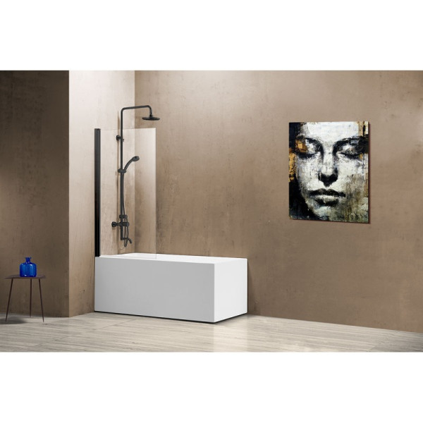 Душевая шторка для ванны Vincea 800х1400 стекло прозрачное, профиль черный (VSB-11800CLB)