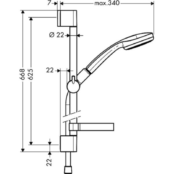 Гарнитур душевой Hansgrohe Croma 100 1jet Unica C 65 см (27717000)