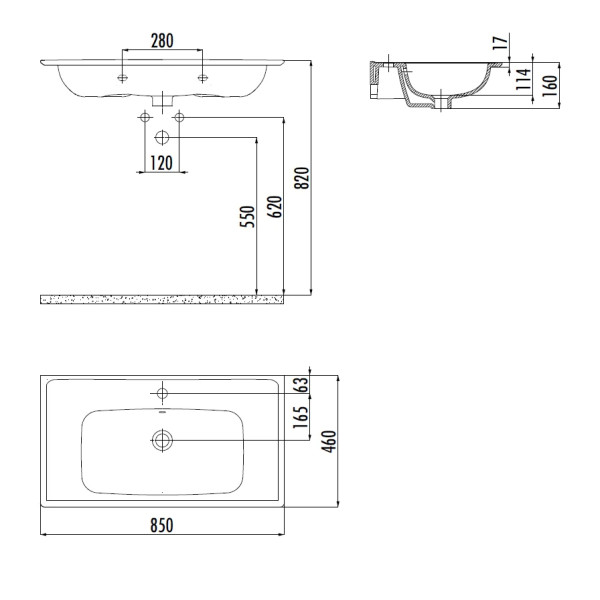 Раковина мебельная Creavit Erine 85x46 белая (ER085-00CB00E-0000)
