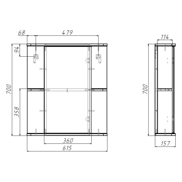 Шкаф зеркальный Домино Норма 2-60 правый (DA1612HZ) Шкаф зеркальный Домино Норма 2-60 правый (DA1612HZ)