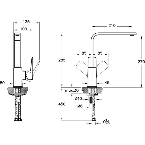 Смеситель для кухни Vitra Root Square никель (A4275334EXP) Смеситель для кухни Vitra Root Square никель (A4275334EXP)