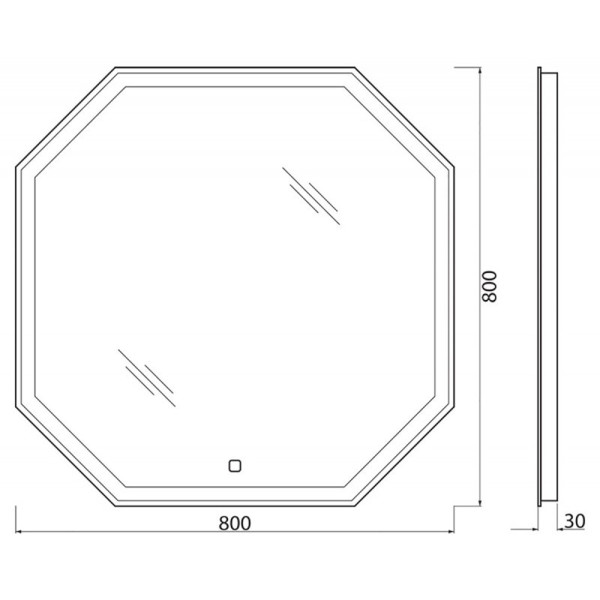 Зеркало с подсветкой BelBagno SPC-OTT 80x70 с подогревом (SPC-OTT-800-800-LED-TCH-WARM)