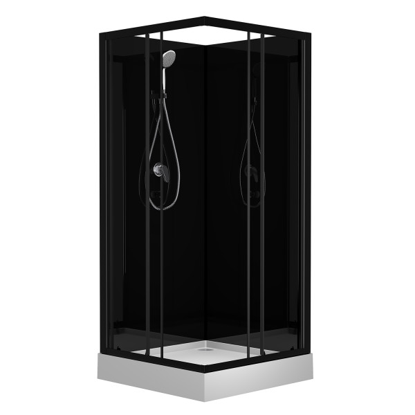 Душевая кабина Loranto Neo 90x90x190 стекло прозрачное, профиль черный (CS-21801-BP)