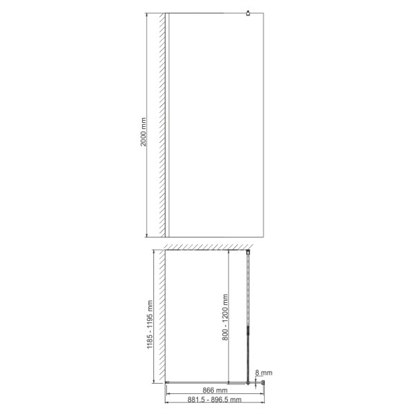 Душевая перегородка WasserKraft Rossel 90*200 стекло прозрачное, профиль хром (28W39)