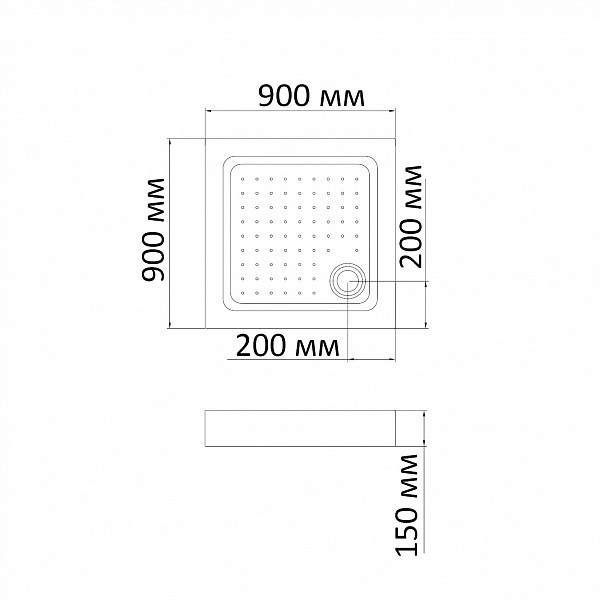 Душевой поддон BandHours Square 99-Tray 90х90х15 белый