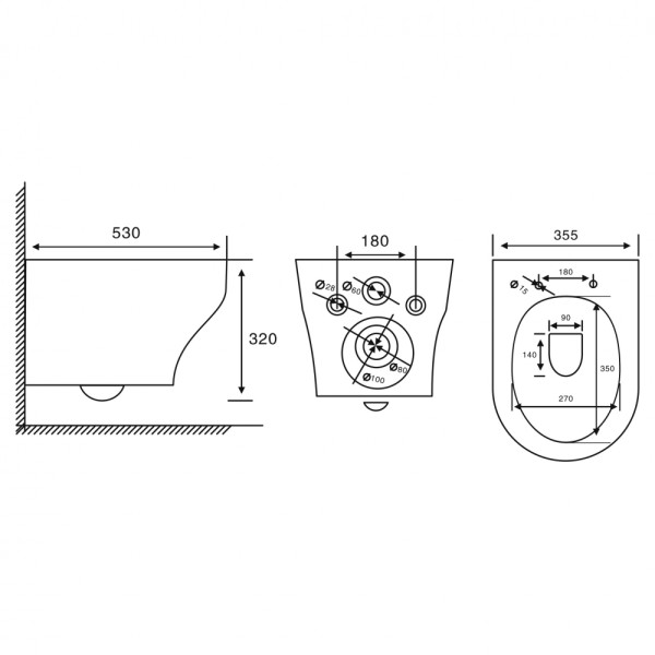 Унитаз подвесной Abber Bequem 355x530x320 белый (AC1128)