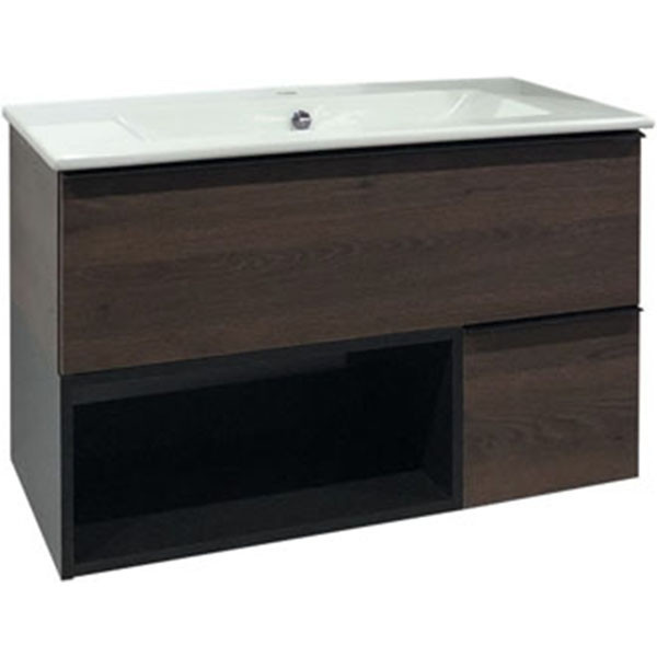 Тумба подвесная с раковиной Comforty Франкфурт 900x465x560 дуб шоколадно-коричневый (00004150657)