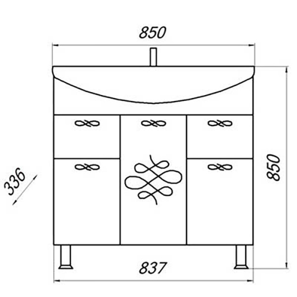 Тумба напольная Melodia Версаль 85 (Элеганс 85) DB2 белая (MFR14766WT)