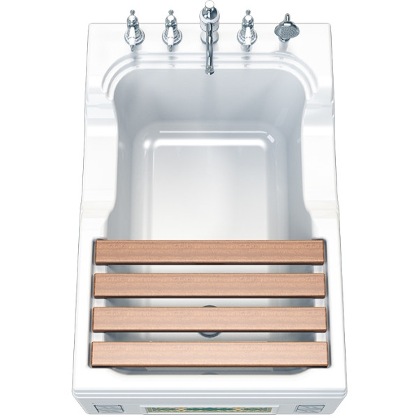 Ванна акриловая Радомир Тахарат 120*80 с каркасом с декор. ножками, слив-перерлив, комплект панелей, сиденье из террасной доски (1-01-0-0-1-166) Ванна акриловая Радомир Тахарат 120*80 с каркасом с декор. ножками, слив-перерлив, комплект панелей, сиденье из террасной доски (1-01-0-0-1-166)