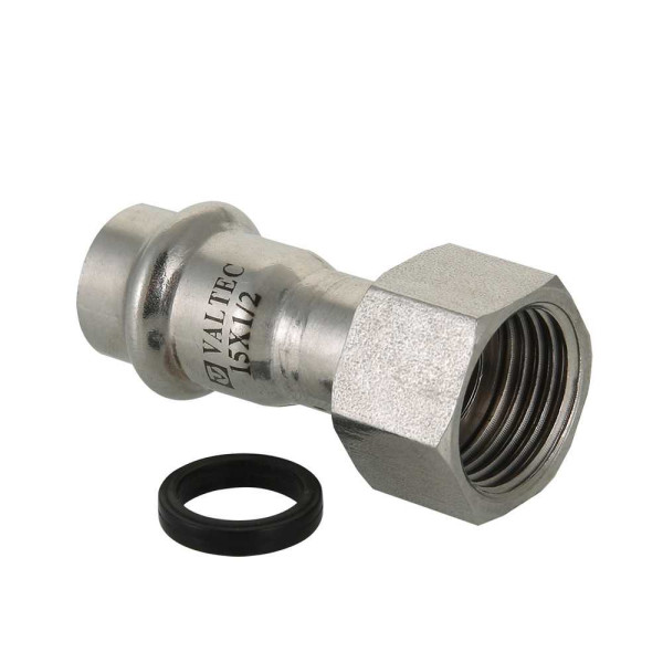 Переход 22*1/2"B с накидной гайкой Valtec (нерж.ст., пресс) (VTi.908.I.002204)