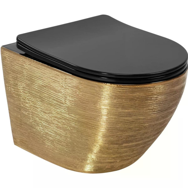 Унитаз подвесной безободковый Rea Carlo mini Brush Gold/Black золотой (REA-C3300) Унитаз подвесной безободковый Rea Carlo mini Brush Gold/Black золотой (REA-C3300)