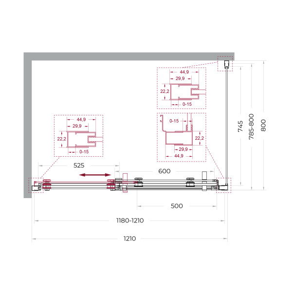 Душевой уголок BelBagno Marino 120x80x195 стекло прозрачное, профиль хром глянцевый (MARINO-2-AH-1-120/80-C-Cr)