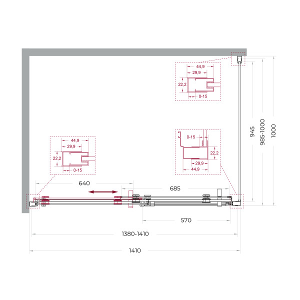 Душевой уголок BelBagno Marino 140x100x195 стекло прозрачное, профиль хром глянцевый (MARINO-2-AH-1-140/100-C-Cr)