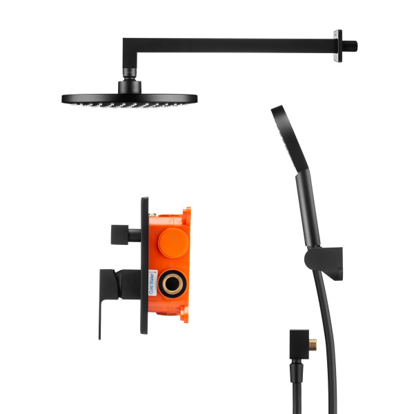 Смеситель для душа Swedbe Platta встраиваемый с верхним душем черный (5554B)