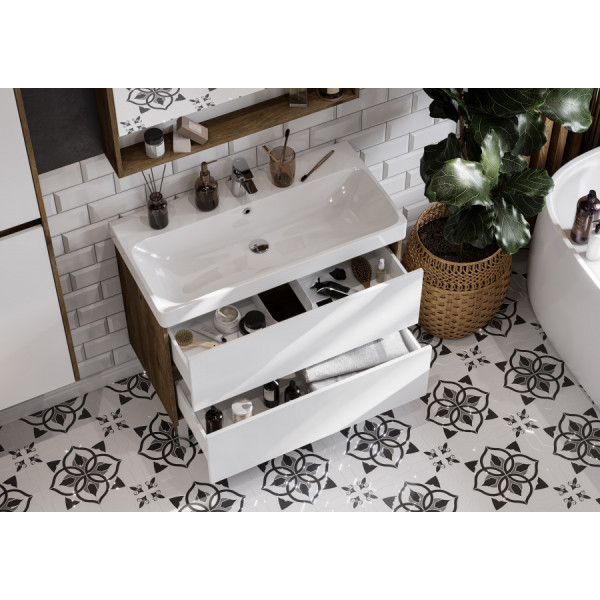 Тумба подвесная Aquaton Сканди 882x427x591 белый, дуб рустикальный (1.A251.9.01S.DZ9.0)