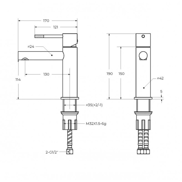 Смеситель для раковины Cezares Relax оружейная сталь матовый (RELAX-LS2-GM)
