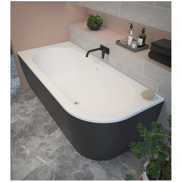 Ванна акриловая Cezares Slim 179x79x60 левосторонняя черный матовый (SLIM CORNER-180-80-60-L-NERO-SET)