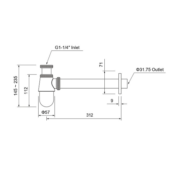 Сифон для раковины Aquatek 1"-1/4" черный хром (AQ6014BGM)