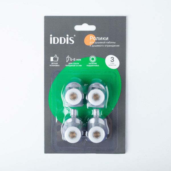 Ролики 2 верхних 2 нижних одинарные D=23 мм серый стекло 5-6 мм Iddis (966S23GR6DZ) Ролики 2 верхних 2 нижних одинарные D=23 мм серый стекло 5-6 мм Iddis (966S23GR6DZ)