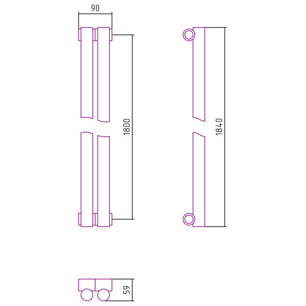 Дизайн-радиатор Сунержа Эстет-1 1800*90 2 секции белый (12-0301-1802)