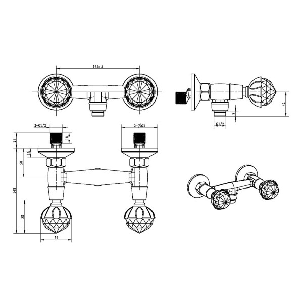 Смеситель для душа Boheme Brillante Presente (354)