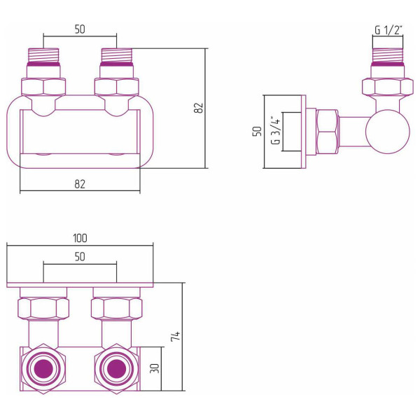 Модуль Сунержа 2"х1/2"" угловой EU50 (03-1536-1234) Модуль Сунержа 2"х1/2"" угловой EU50 (03-1536-1234)