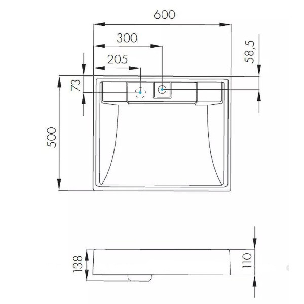 Раковина накладаная на стиральную машину Aquaton Рейн 600 белая (1A72103KRW010)