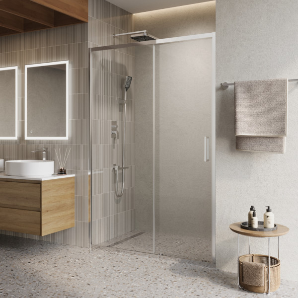 Душевые двери BelBagno Luce 130x195 стекло прозрачное, профиль хром (LUCE-BF-1-130-C-Cr)