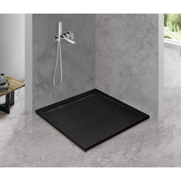 Душевой поддон из искусственного мрамора Cezares 90x90x3 черный матовый (TRAY-AS-A-90-3-NERO)