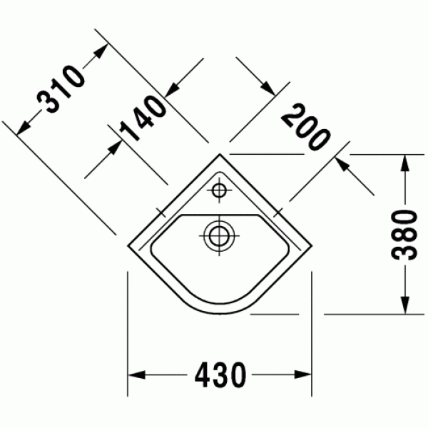 Раковина угловая Duravit Starck 3 430х380х175 (0752440000)