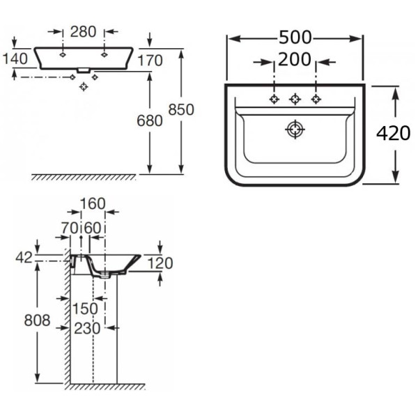 Раковина подвесная Roca Gap 50x42 (327476000) Раковина подвесная Roca Gap 50x42 (327476000)