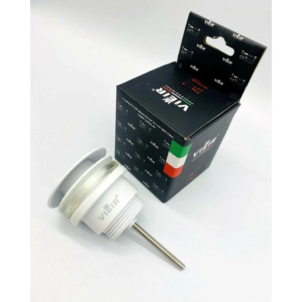 Донный клапан для раковины Vieir 1 1/4" (32 мм.), 67 мм. Quick Clac с переливом (латунь, белый) (VER26YF)