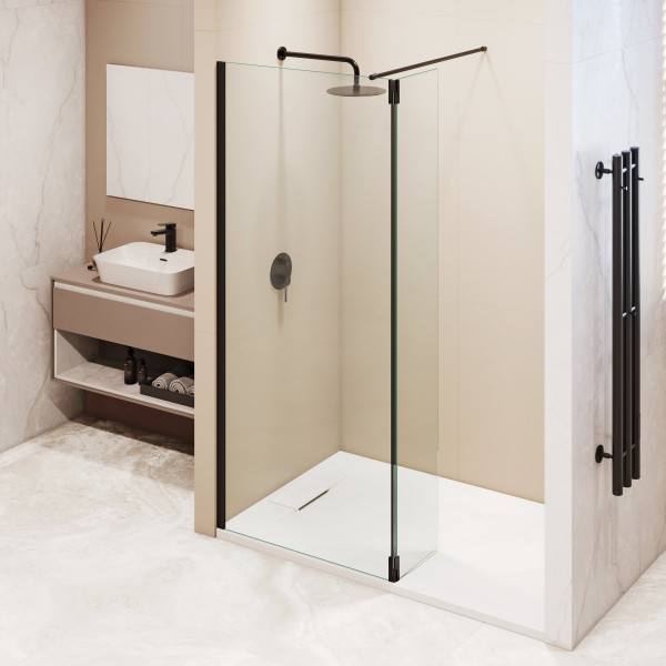 Душевая перегородка RGW WA-051B (WA-010B + Z-071B) 1200 стекло прозрачное, профиль черный (351005123-14)