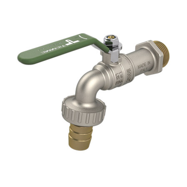 Кран шаровый сливной со штуцером Tiemme Eolo No Frost 1/2" (зеленая плоская ручка) (2500058) Кран шаровый сливной со штуцером Tiemme Eolo No Frost 1/2" (зеленая плоская ручка) (2500058)