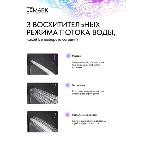 Смеситель для ванны и душа Lemark Valday с душевым комплектом черный (LMF-8142B-BL)