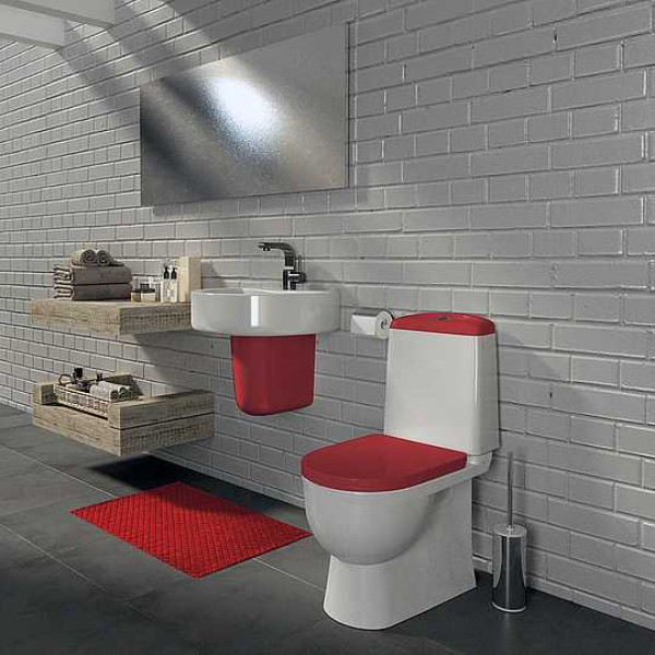 Унитаз-компакт Sanita Luxe Best Color Red с сиденьем микролифт Унитаз-компакт Sanita Luxe Best Color Red с сиденьем микролифт