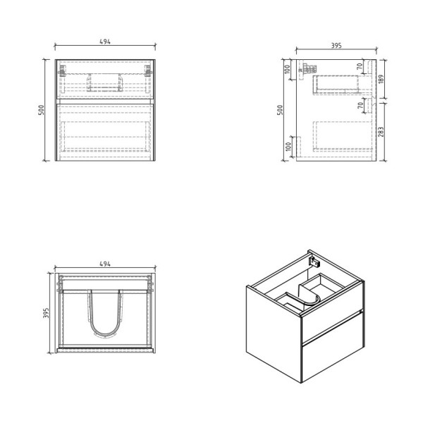 Тумба подвесная BelBagno Pietra Mini 50AS Stucco Cemento (PIETRA MINI-500AS-2C-SO-SCM)