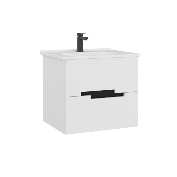 Тумба подвесная Orka Lodi 650x500x570 с раковиной белый, черный (5005882) Тумба подвесная Orka Lodi 650x500x570 с раковиной белый, черный (5005882)