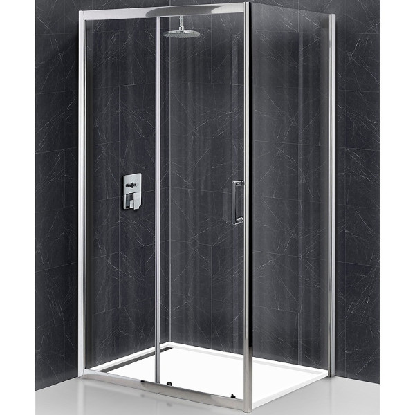 Душевой уголок BelBagno Uno-195 100x80x195 стекло прозрачное, профиль хром (UNO-195-AH-1-10/80-C-Cr)